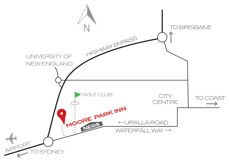 Map of Moore Park Inn Armidale